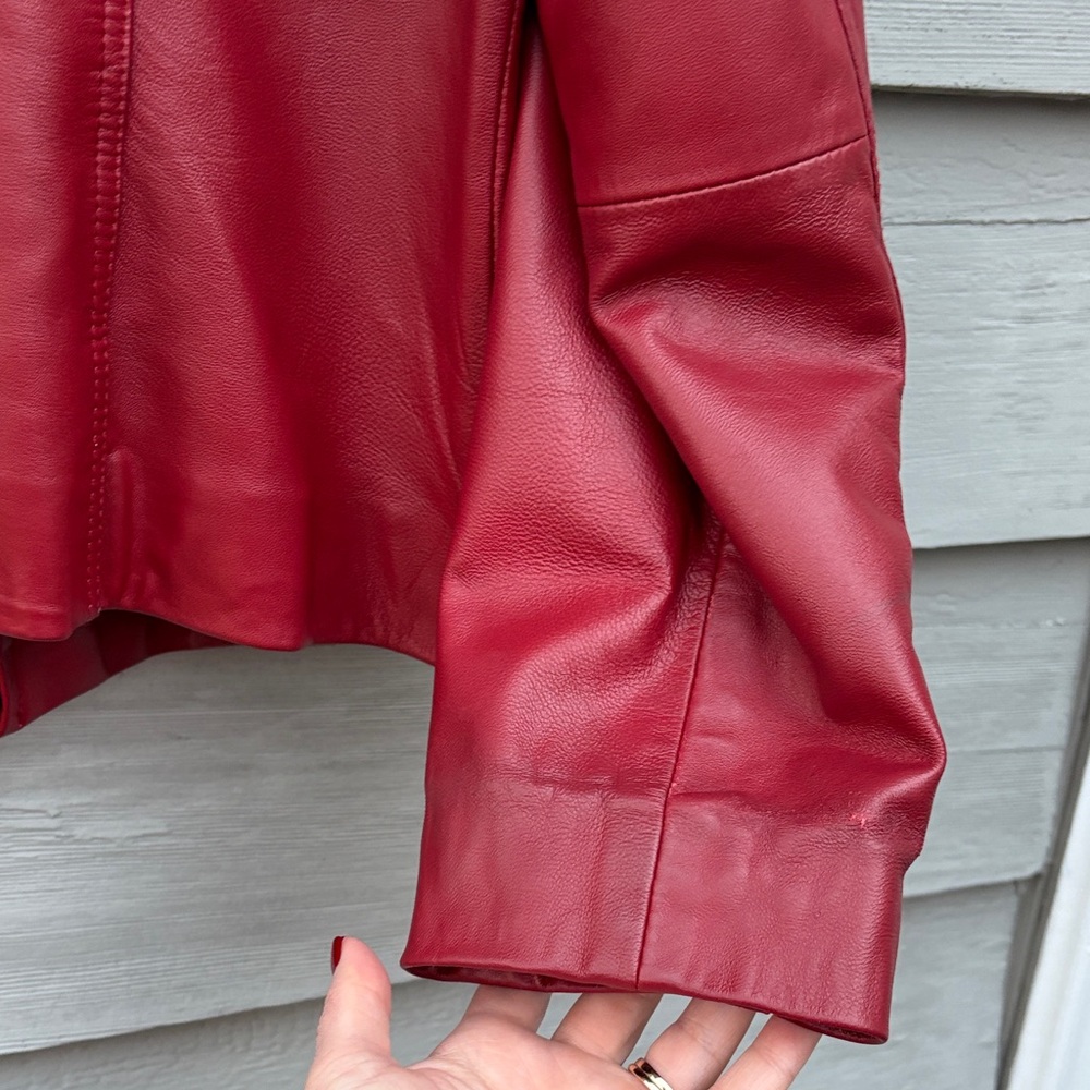 Sonoma Women's Bold Red Leather Jacket - Picture 7 of 7
